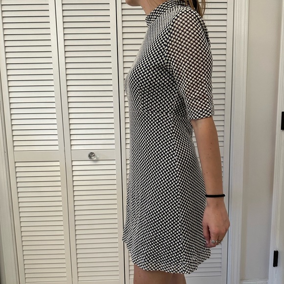 Zara Jacquard Dress in navy and ecru size S.  New with tags - Picture 2 of 4